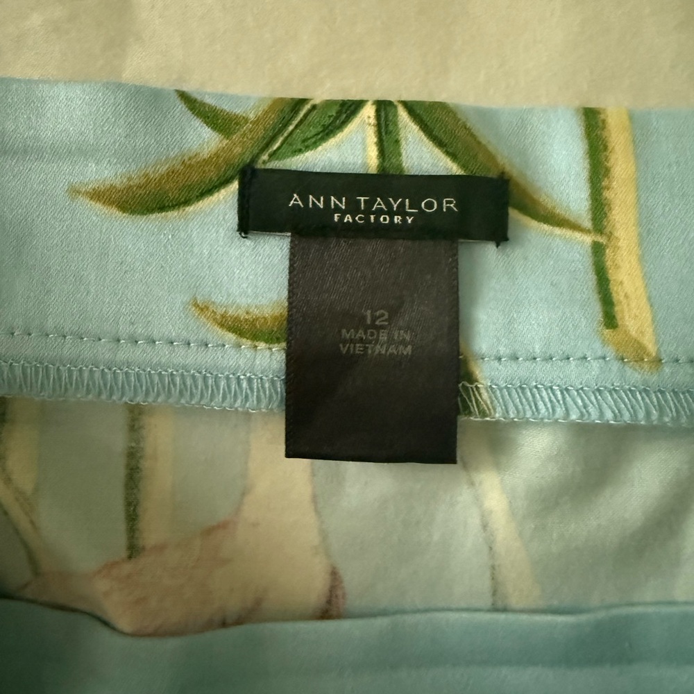 Ann Taylor Factory Blue Flamingo Print A-Line Skirt - Picture 3 of 3
